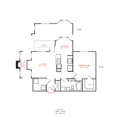 floor plan for the one bedroom apartment at The NEO Midtown