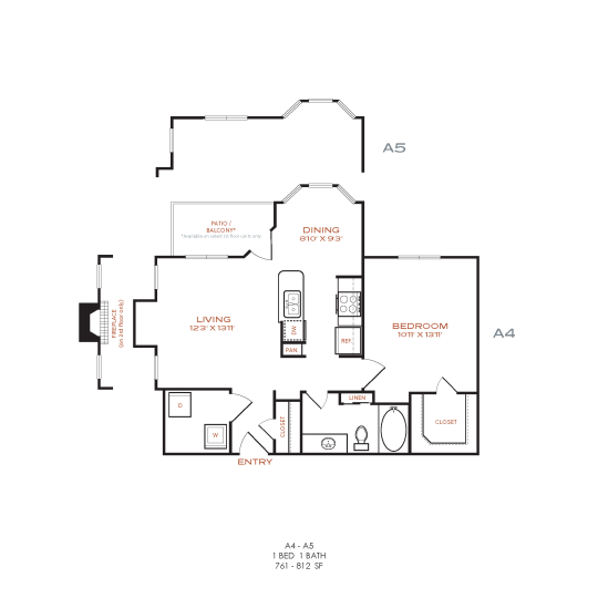 floor plan for the one bedroom apartment at The NEO Midtown