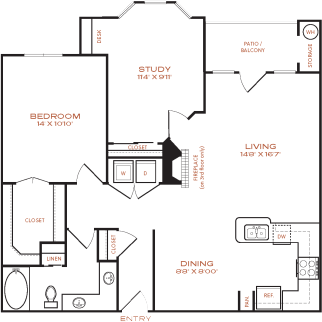 the floor plan for a two bedroom apartment at The NEO Midtown