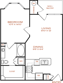 the floor plan for a one bedroom apartment at The NEO Midtown